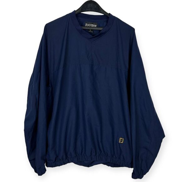 FootJoy Men's Large V-Neck Golf Windbreaker Pullover Jacket Navy Blue - Picture 1 of 5